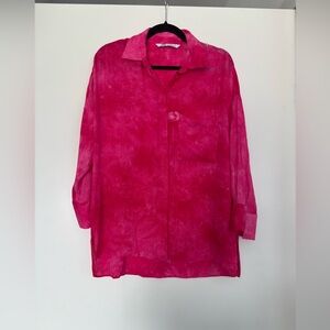 Vibrant Pink Button-Up Blouse in size small